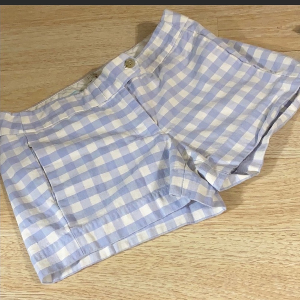 Blue and white gingham J. Crew shorts